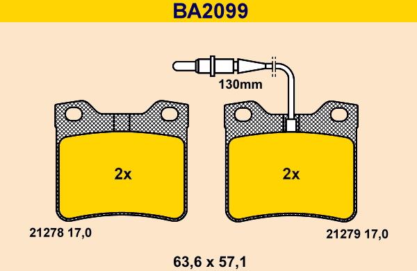 Barum BA2099 - Əyləc altlığı dəsti, əyləc diski furqanavto.az