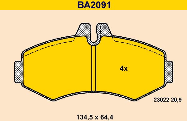 Barum BA2091 - Əyləc altlığı dəsti, əyləc diski furqanavto.az