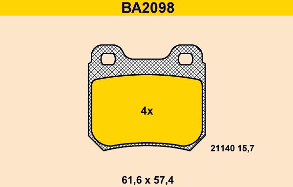 Barum BA2098 - Əyləc altlığı dəsti, əyləc diski furqanavto.az