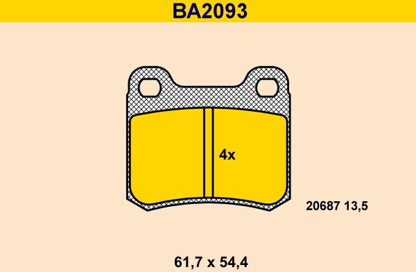 Barum BA2093 - Əyləc altlığı dəsti, əyləc diski www.furqanavto.az