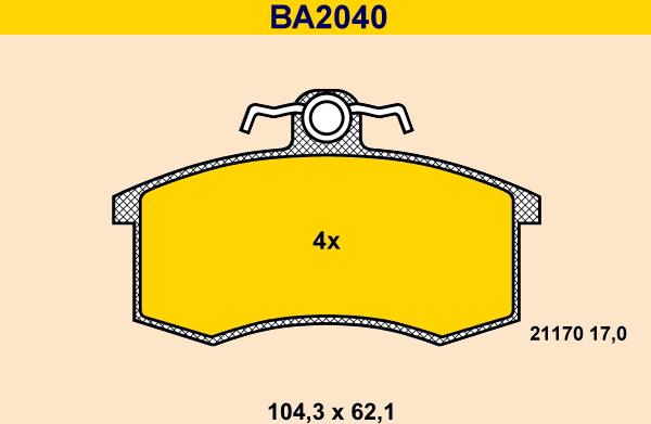 Barum BA2040 - Əyləc altlığı dəsti, əyləc diski furqanavto.az