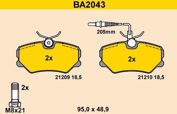 Barum BA2043 - Əyləc altlığı dəsti, əyləc diski furqanavto.az