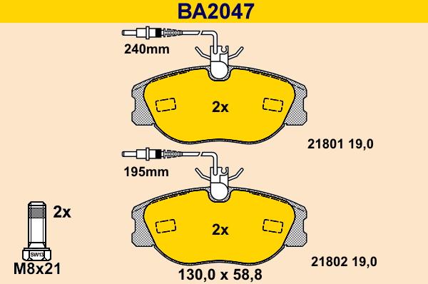 Barum BA2047 - Əyləc altlığı dəsti, əyləc diski furqanavto.az