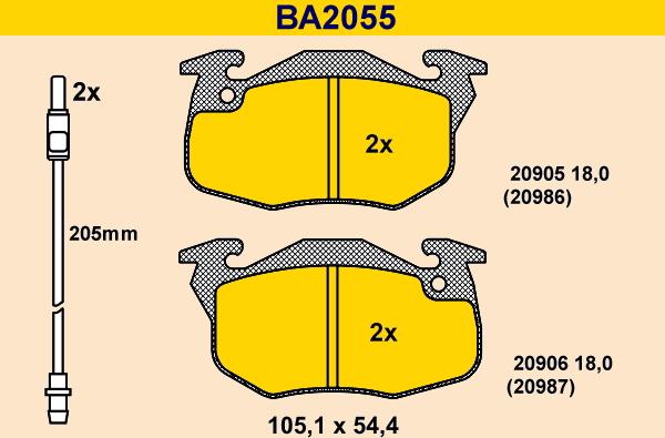 Barum BA2055 - Əyləc altlığı dəsti, əyləc diski furqanavto.az