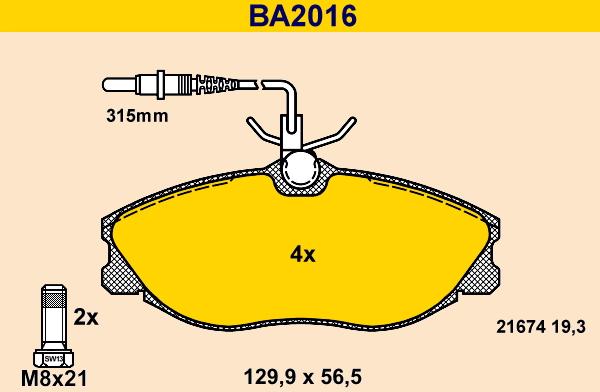 Barum BA2016 - Əyləc altlığı dəsti, əyləc diski furqanavto.az