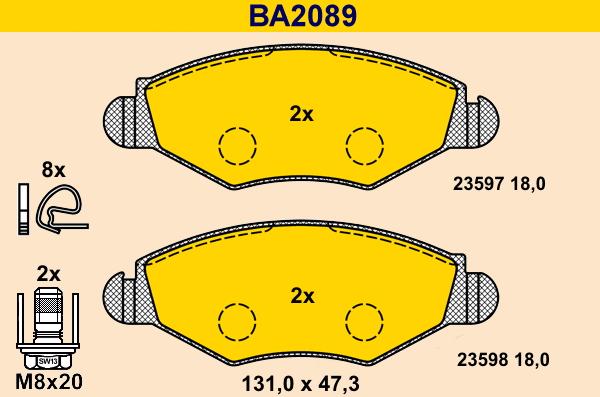 Barum BA2089 - Əyləc altlığı dəsti, əyləc diski furqanavto.az