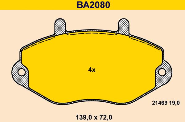 Barum BA2080 - Əyləc altlığı dəsti, əyləc diski furqanavto.az