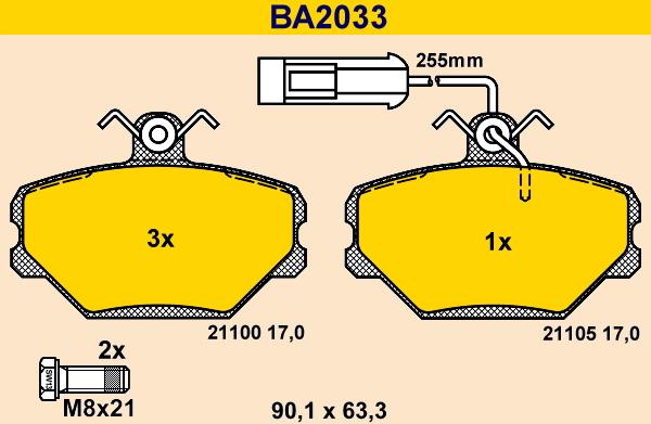 Barum BA2033 - Əyləc altlığı dəsti, əyləc diski furqanavto.az