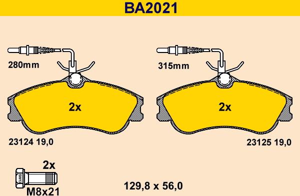 Barum BA2021 - Əyləc altlığı dəsti, əyləc diski furqanavto.az