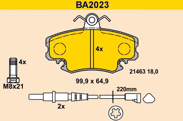 Barum BA2023 - Əyləc altlığı dəsti, əyləc diski furqanavto.az