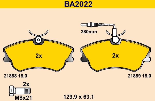 Barum BA2022 - Əyləc altlığı dəsti, əyləc diski furqanavto.az