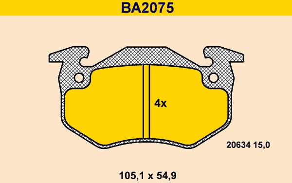 Barum BA2075 - Əyləc altlığı dəsti, əyləc diski furqanavto.az