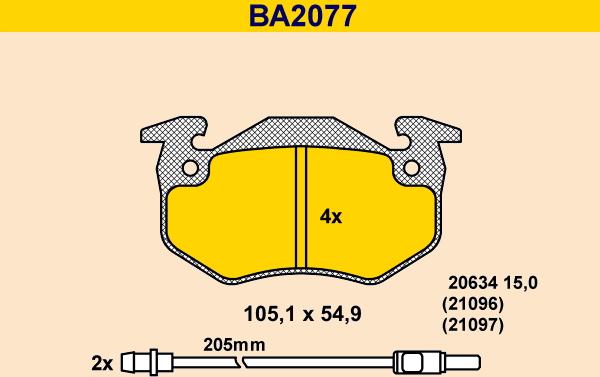 Barum BA2077 - Əyləc altlığı dəsti, əyləc diski furqanavto.az