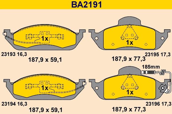 Barum BA2191 - Əyləc altlığı dəsti, əyləc diski furqanavto.az