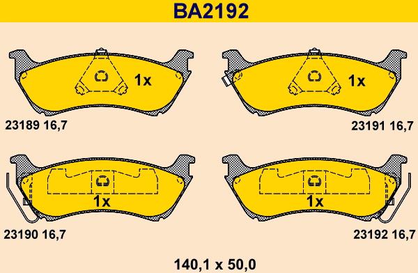 Barum BA2192 - Əyləc altlığı dəsti, əyləc diski furqanavto.az