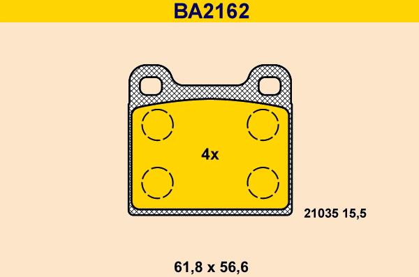 Barum BA2162 - Əyləc altlığı dəsti, əyləc diski furqanavto.az