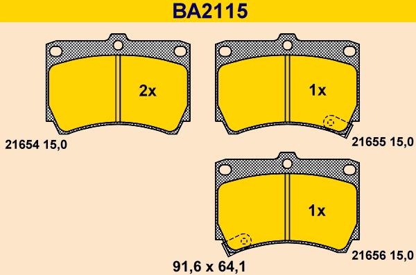 Barum BA2115 - Əyləc altlığı dəsti, əyləc diski furqanavto.az