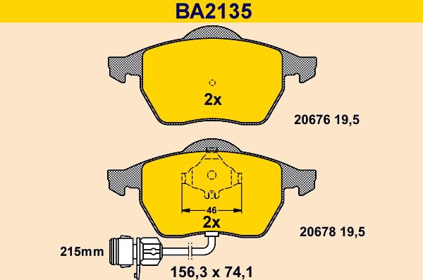 Barum BA2135 - Əyləc altlığı dəsti, əyləc diski furqanavto.az