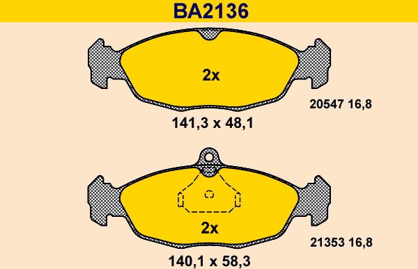 Barum BA2136 - Əyləc altlığı dəsti, əyləc diski furqanavto.az