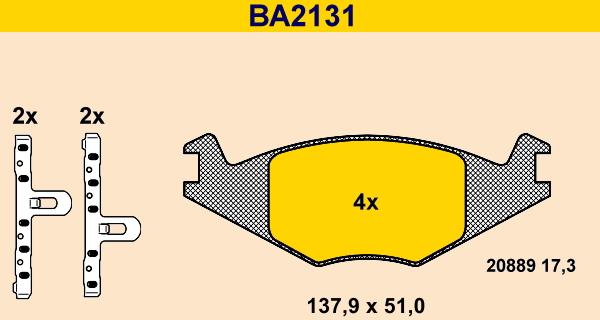 Barum BA2131 - Əyləc altlığı dəsti, əyləc diski furqanavto.az