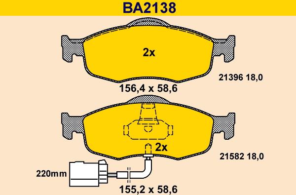 Barum BA2138 - Əyləc altlığı dəsti, əyləc diski furqanavto.az