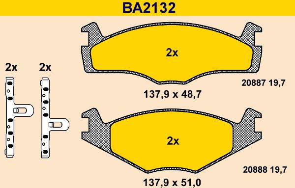 Barum BA2132 - Əyləc altlığı dəsti, əyləc diski furqanavto.az