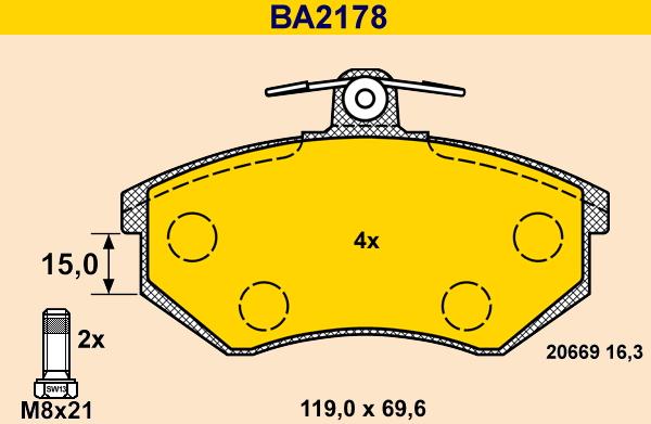 Barum BA2178 - Əyləc altlığı dəsti, əyləc diski furqanavto.az