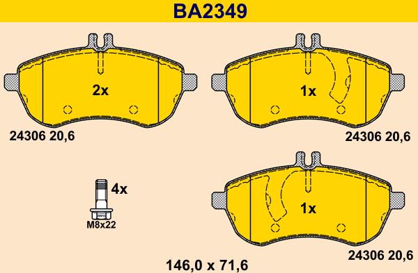 Barum BA2349 - Əyləc altlığı dəsti, əyləc diski furqanavto.az