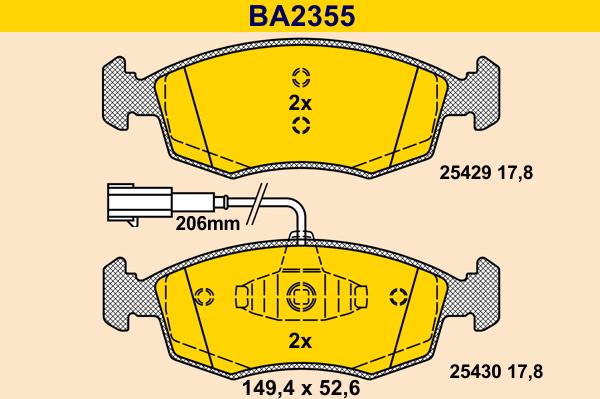 Barum BA2355 - Əyləc altlığı dəsti, əyləc diski furqanavto.az