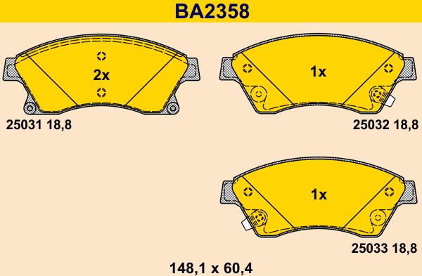 Barum BA2358 - Əyləc altlığı dəsti, əyləc diski furqanavto.az