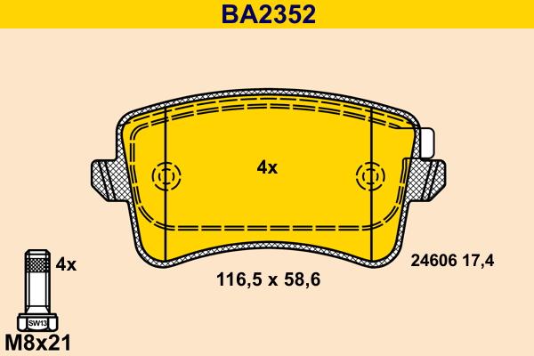 Barum BA2352 - Əyləc altlığı dəsti, əyləc diski furqanavto.az