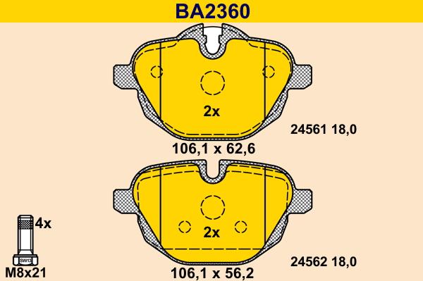 Barum BA2360 - Əyləc altlığı dəsti, əyləc diski furqanavto.az