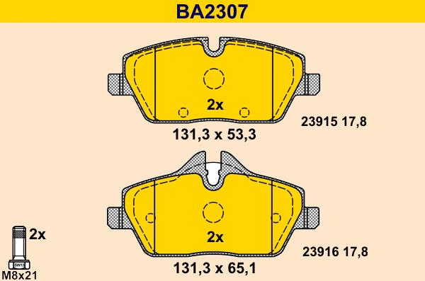 Barum BA2307 - Əyləc altlığı dəsti, əyləc diski furqanavto.az