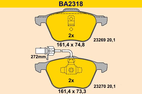 Barum BA2318 - Əyləc altlığı dəsti, əyləc diski furqanavto.az