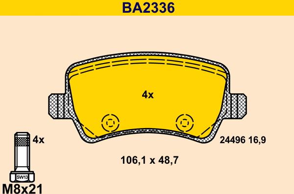 Barum BA2336 - Əyləc altlığı dəsti, əyləc diski furqanavto.az