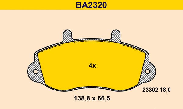 Barum BA2320 - Əyləc altlığı dəsti, əyləc diski furqanavto.az