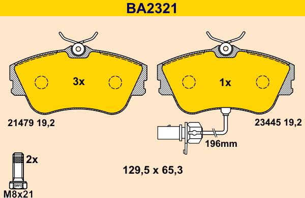 Barum BA2321 - Əyləc altlığı dəsti, əyləc diski furqanavto.az