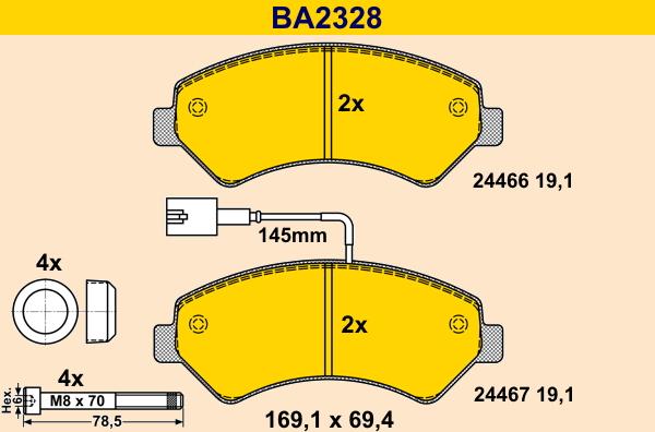 Barum BA2328 - Əyləc altlığı dəsti, əyləc diski furqanavto.az