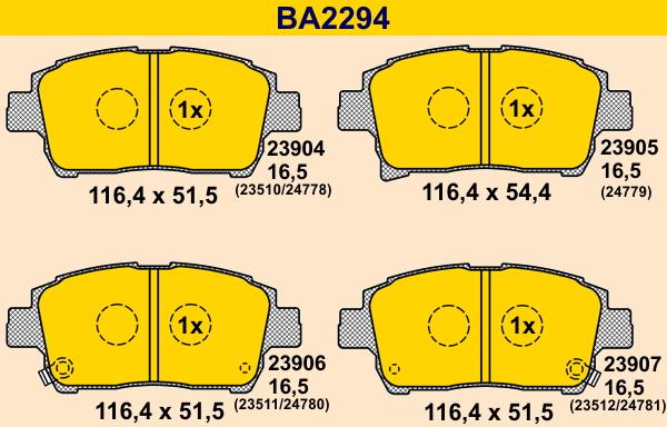 Barum BA2294 - Əyləc altlığı dəsti, əyləc diski furqanavto.az