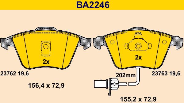 Barum BA2246 - Əyləc altlığı dəsti, əyləc diski furqanavto.az