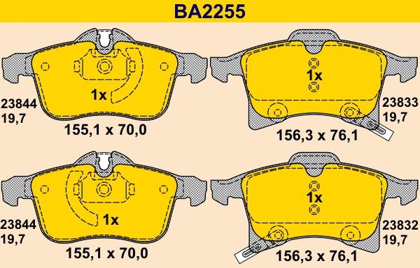 Barum BA2255 - Əyləc altlığı dəsti, əyləc diski furqanavto.az