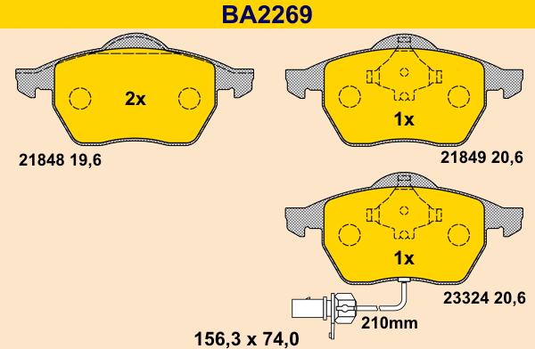 Barum BA2269 - Əyləc altlığı dəsti, əyləc diski furqanavto.az