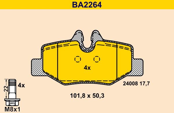 Barum BA2264 - Əyləc altlığı dəsti, əyləc diski furqanavto.az