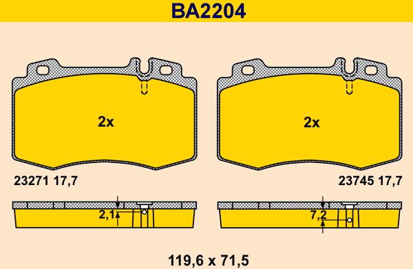 Barum BA2204 - Əyləc altlığı dəsti, əyləc diski furqanavto.az