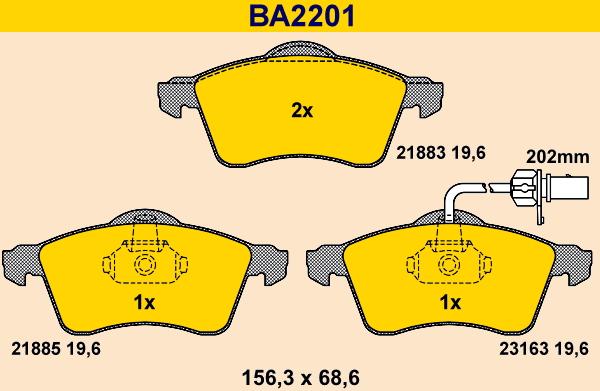 Barum BA2201 - Əyləc altlığı dəsti, əyləc diski furqanavto.az