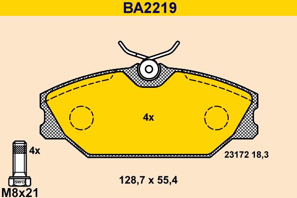 Barum BA2219 - Əyləc altlığı dəsti, əyləc diski furqanavto.az