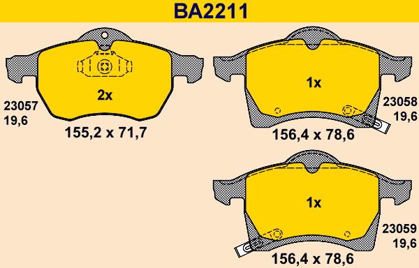 Barum BA2211 - Əyləc altlığı dəsti, əyləc diski furqanavto.az