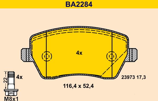 Barum BA2284 - Əyləc altlığı dəsti, əyləc diski furqanavto.az