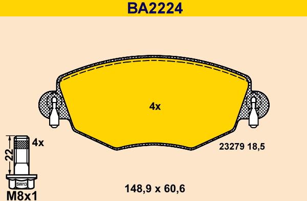 Barum BA2224 - Əyləc altlığı dəsti, əyləc diski furqanavto.az