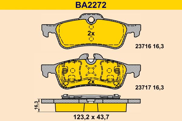 Barum BA2272 - Əyləc altlığı dəsti, əyləc diski furqanavto.az